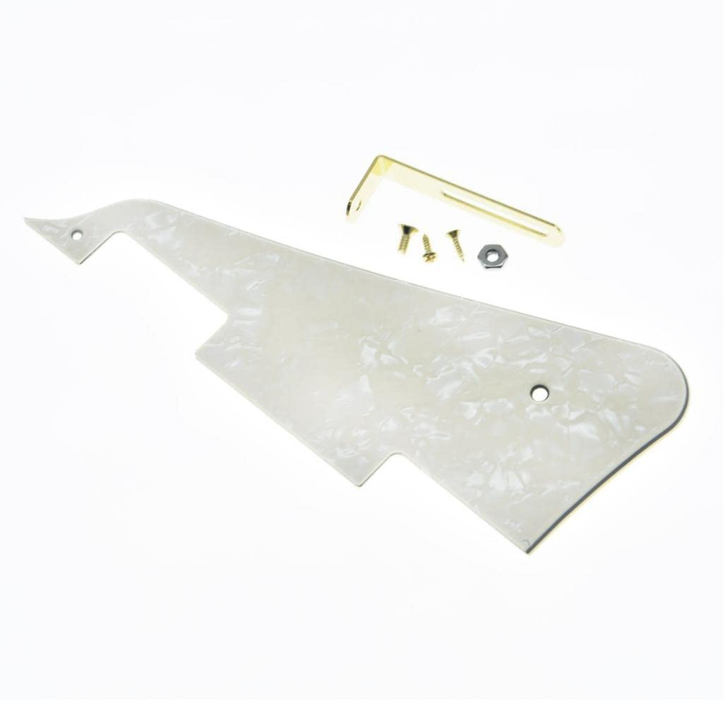 Dopro LP Guitar Pickguard and LP Stainless Steel Bracket with Gold Steel Mounting Screws for USA Les Paul Aged Pearl